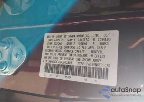 2011 Acura Tsx 2.4 from USA, damaged, VIN JH4CU2F63BC013849